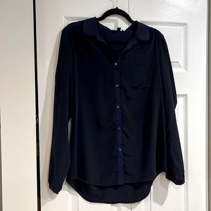 American Eagle navy blue button down shirt